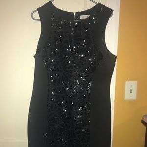 Calvin Klein Black Sleeveless Sequin Dress